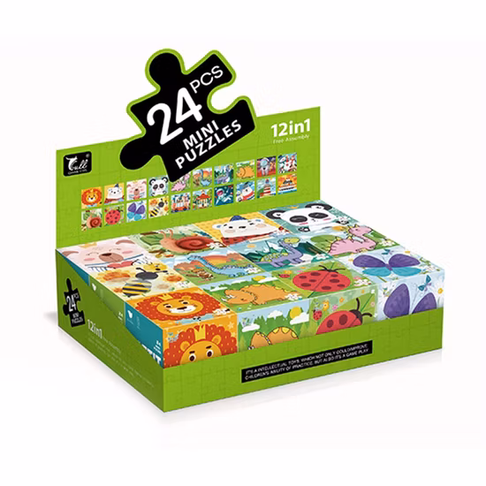 Rompecabezas de animales, juguete educativo para niños, rompecabezas de papel de 24 piezas