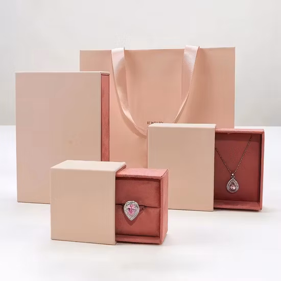 Caja de embalaje de joyería de regalo con control deslizante de cajón de papel de impresión de logotipo personalizado al por mayor